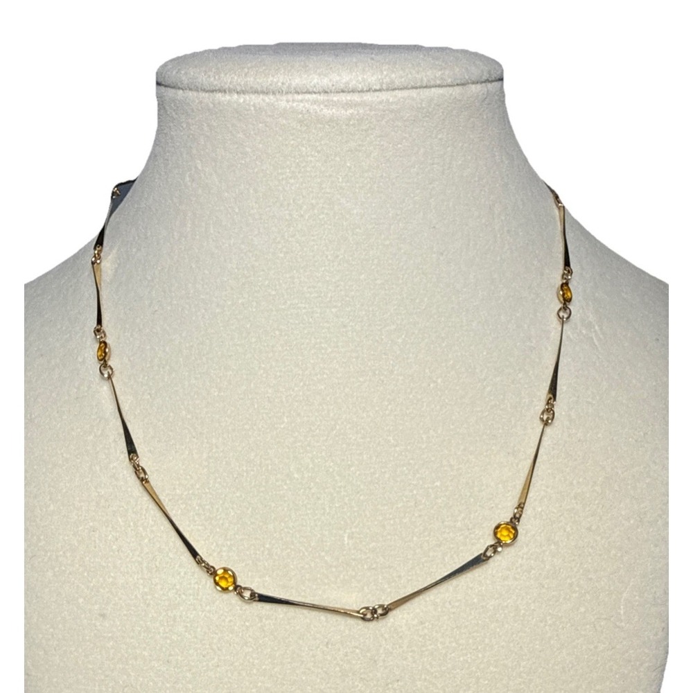 Park Lane November Birthstone Chain Necklace Gold Tone‎ Vtg J-12Q
